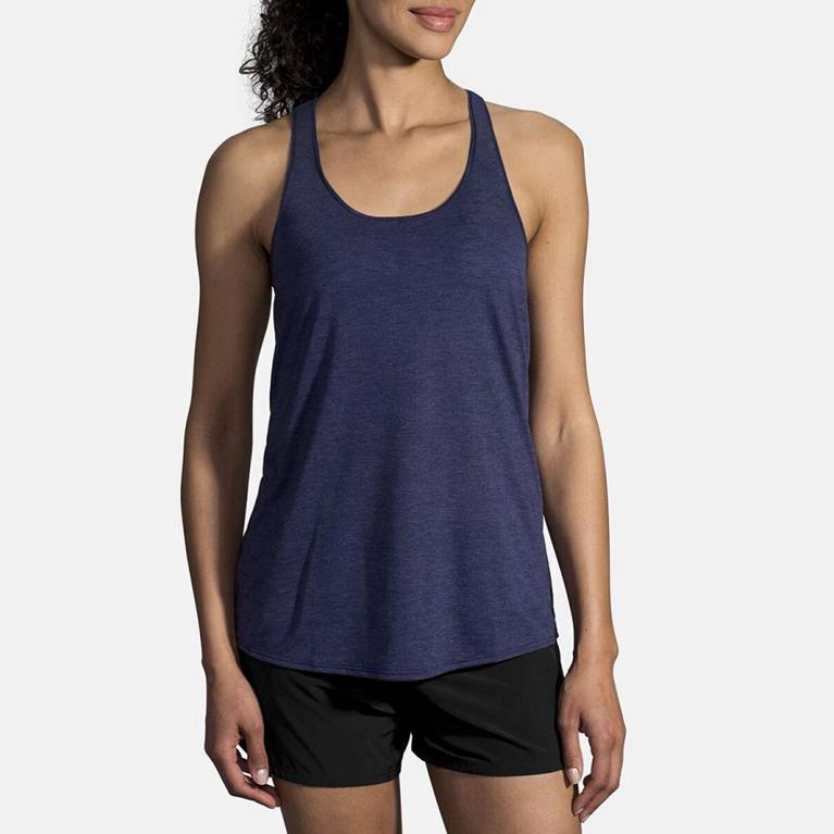 Brooks Women's DISTANCE Running Tank Top - Blue - Canada (YJAPI-7859)